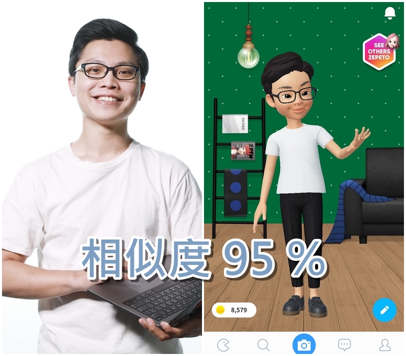 （ZEPETO 人偶的五官、服飾、場景都可以做到非常相似／圖：行銷人記者製）