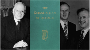 （左至右：Sir Hugh Beaver, 第一本Guinness World Records, McWhirter兄弟／圖：Guinness World Records）